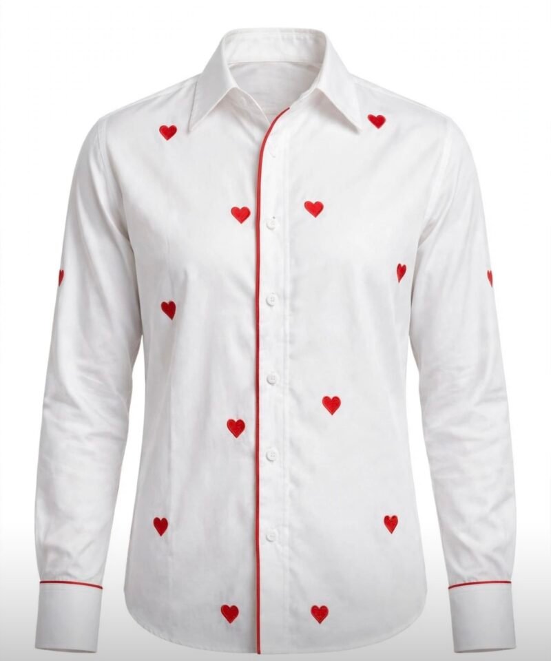 Camisa Corazones Bordados